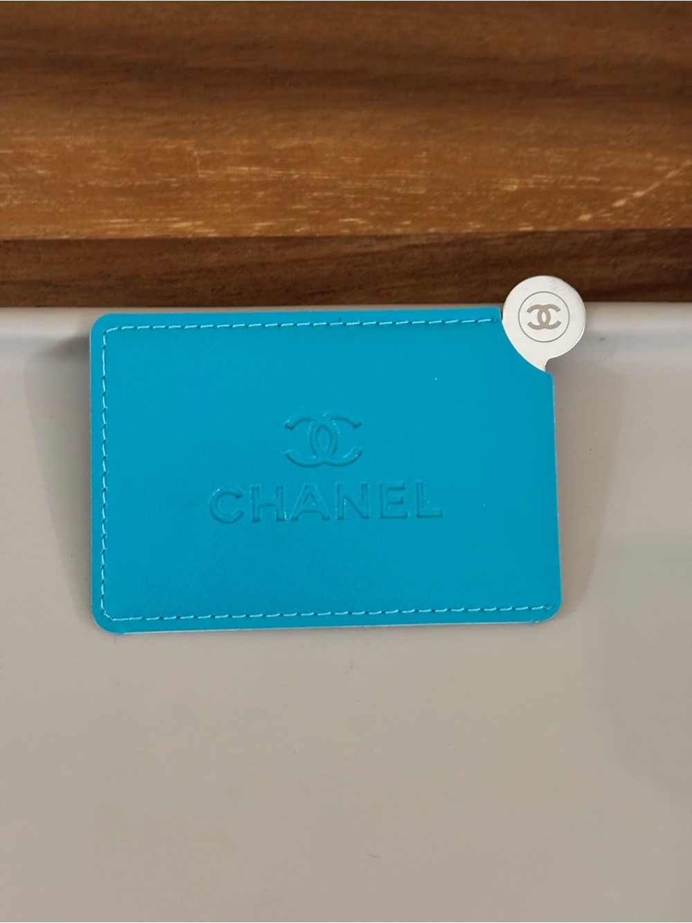 Chanel Beauty GWP - Teal Card Case w/Mirror - Small 3.5” X 2.5”